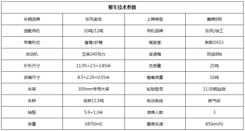 东风徐工后八轮12吨随车吊底盘参数图片 东风徐工后八轮12吨随车吊底盘参数图片