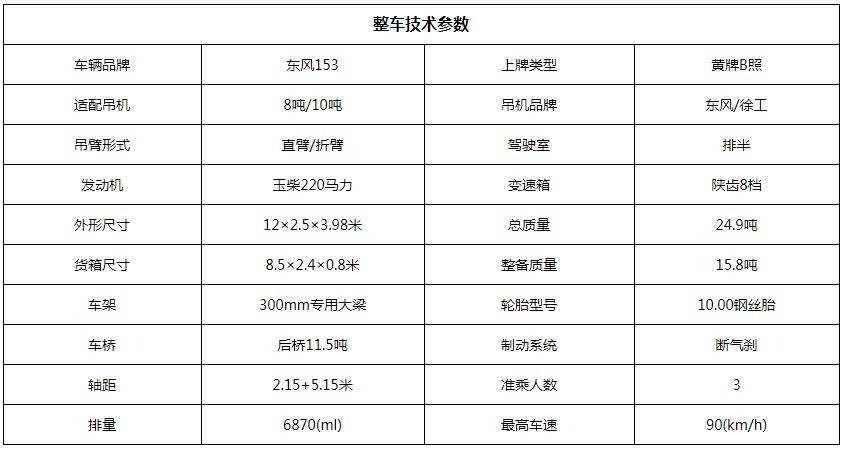 徐工10吨随车吊底盘参数图片 徐工10吨随车吊底盘参数图片